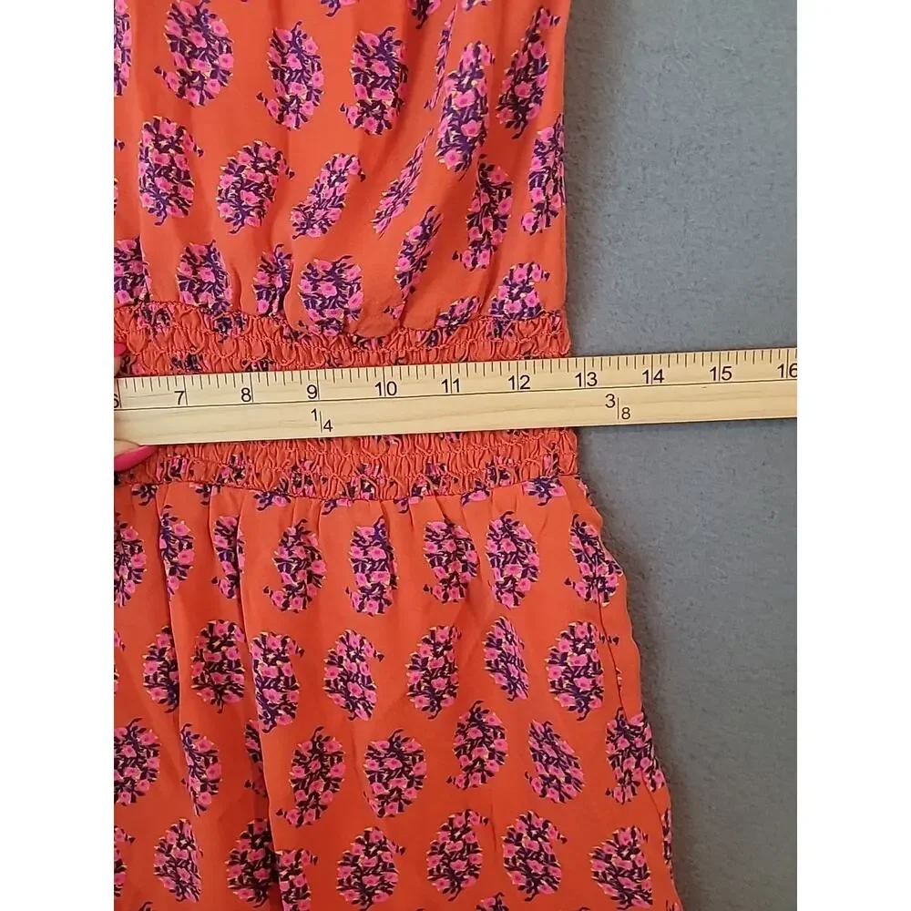 Tory Burch Womens Retro Poppy Print 100% Silk Halter Dress Red Size 0 Luxury
